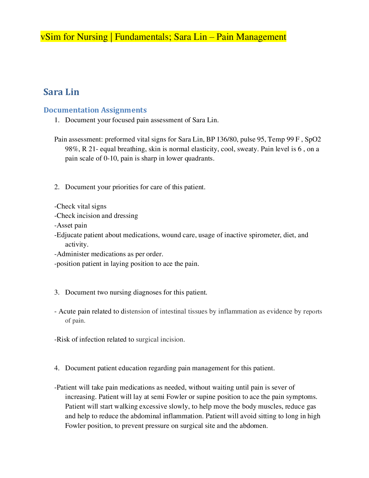 Preview image for NURS 1102 Fundamentals of Nursing  SaraLin DA